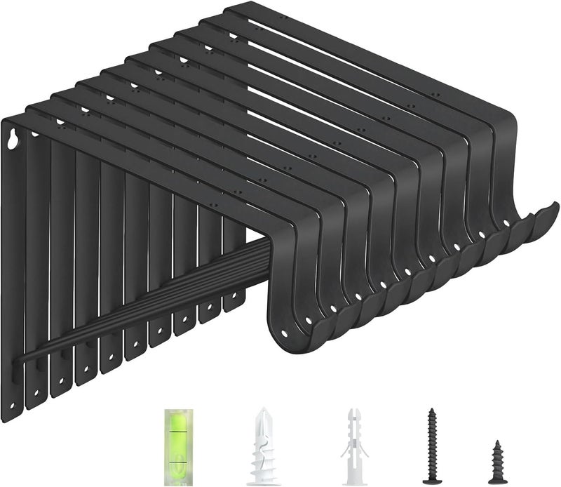 WEKIS 10-Pack Closet Rod Bracket, 10.8x10.8Inch Closet Shelf Brackets Heavy Duty Wall Mounted, Matte Black Steel Closet Rod Support Brackets Holder, 300 Lbs Load Capacity with Anchors Screws - Image 1